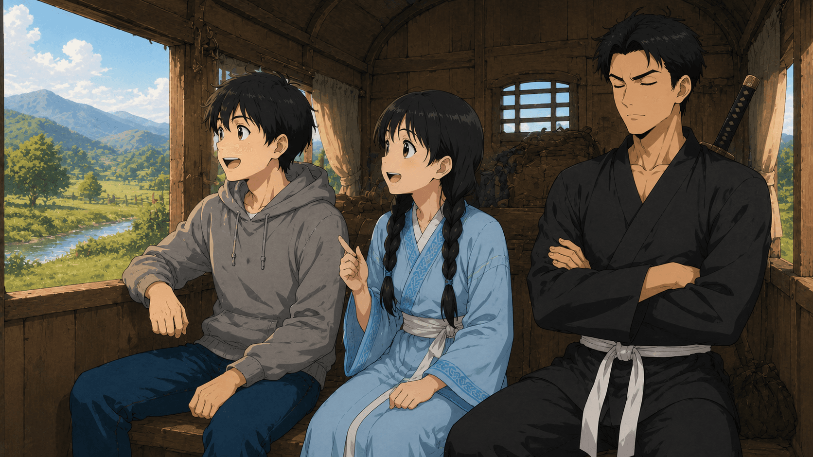 後ろから走って追いかけてくる鈴鐺。パーティ全員集合!