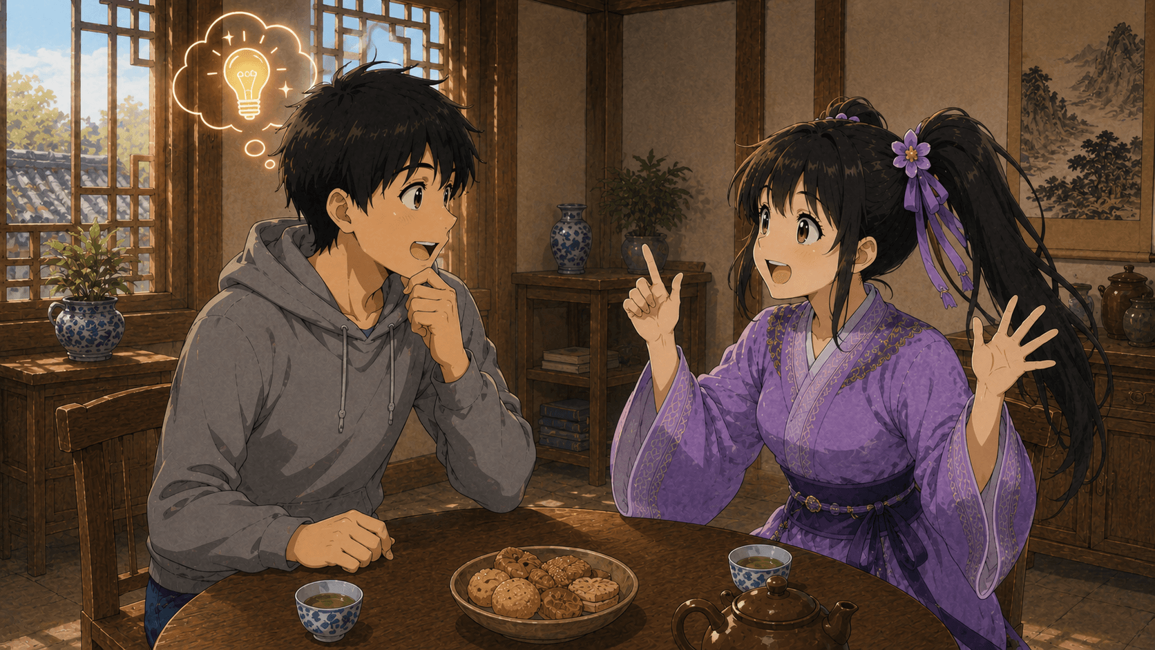 「云海先生はどこへ?」と遮って問いかける飛虎。長老の顔が変わる。